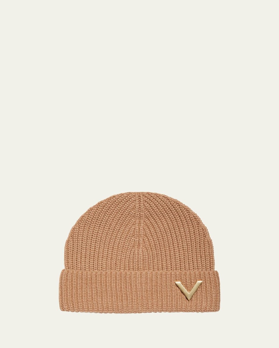Logo Ribbed Cashmere Beanie